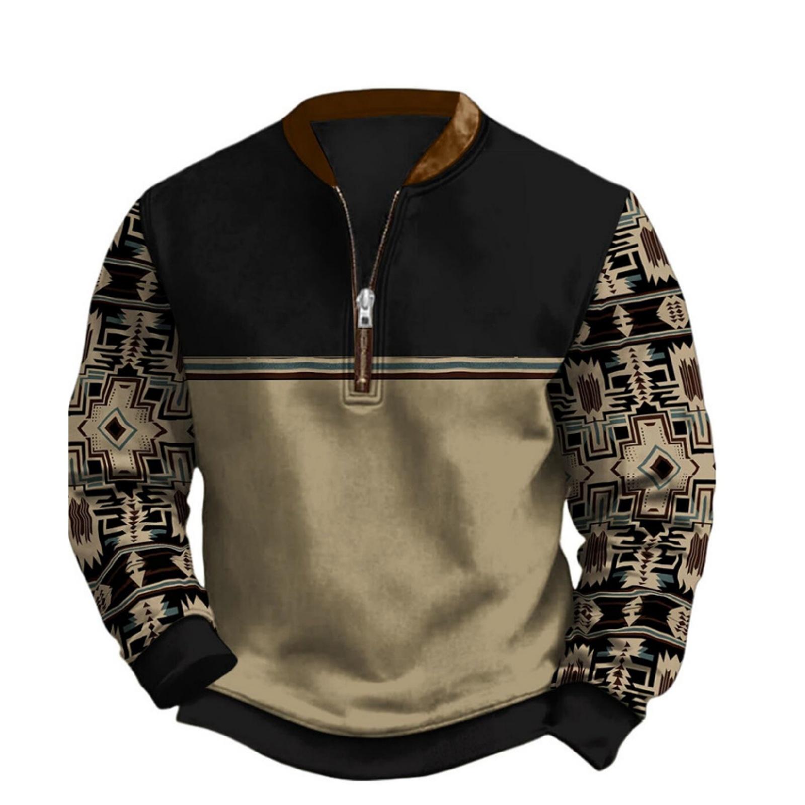 

Men s Casual And Trendy Digital 3D Printed Round-neck Long-sleeved Half-pull One-piece Sweatshirt M