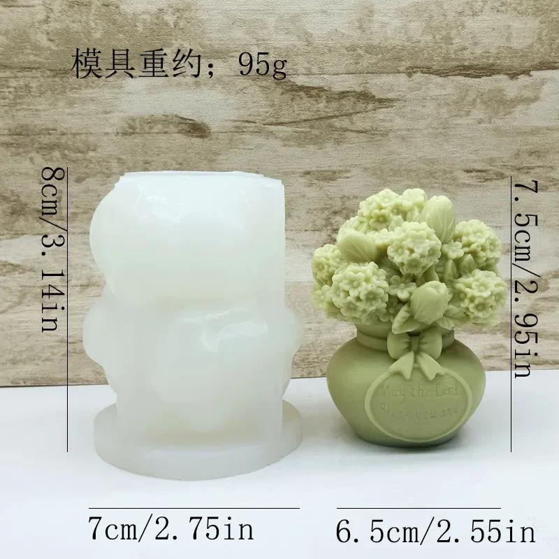 DIY Potted Flowers Silicone Candle Mold 3D Tulip Bouquet Aromatherapy Plaster Soap Resin Crafts Mold Home Decorative Art