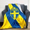 Sweden National Football Team Crest Blue Yellow Diagonal Print Flannel Blanket Soccer Graphic Soft Throw Blanket Football Fan Home Decor