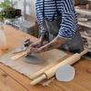 12 Pcs Pottery Tools 1 Wood Rolling Pin 1 Pottery Wedging Board/Linen Tablecloth and 10 Pcs 5 Size