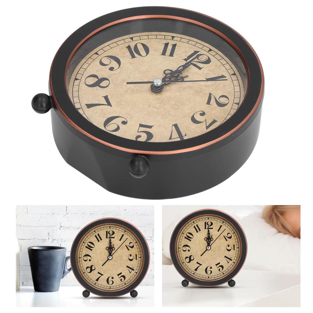 Vintage Wall Clock Creative Punch-free Silent Non-ticking Wall Mounted Clock for Kitchen Living Room Study Bathroom