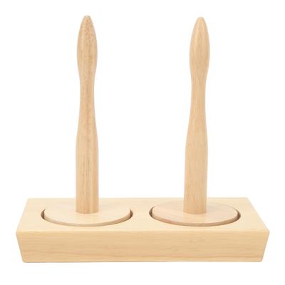 Double Yarn Ball Holder Spindle Wooden Sewing Crocheting Tool Spinning Yarn Thread Holder Dispenser