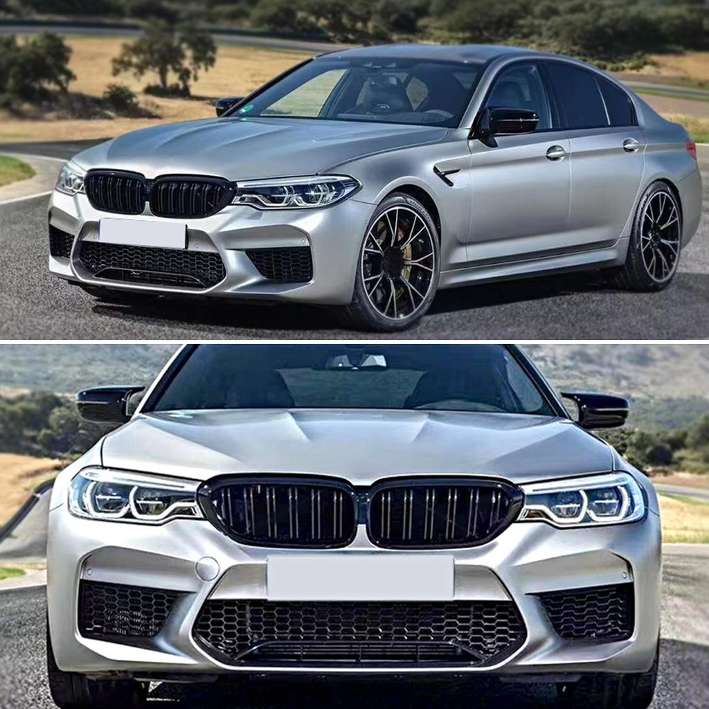 Front Bumper Grill For BMW 5 Series M5 G30 G31 520i 530i 540i ABS 2-Slat Gloss Black Front Kidney Grille