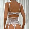Sexy Women Lace Bra Panties Elastic Underwear Sets Transparent Underwear G-string Garter Belt Thong Lingerie Nightwear Outfit