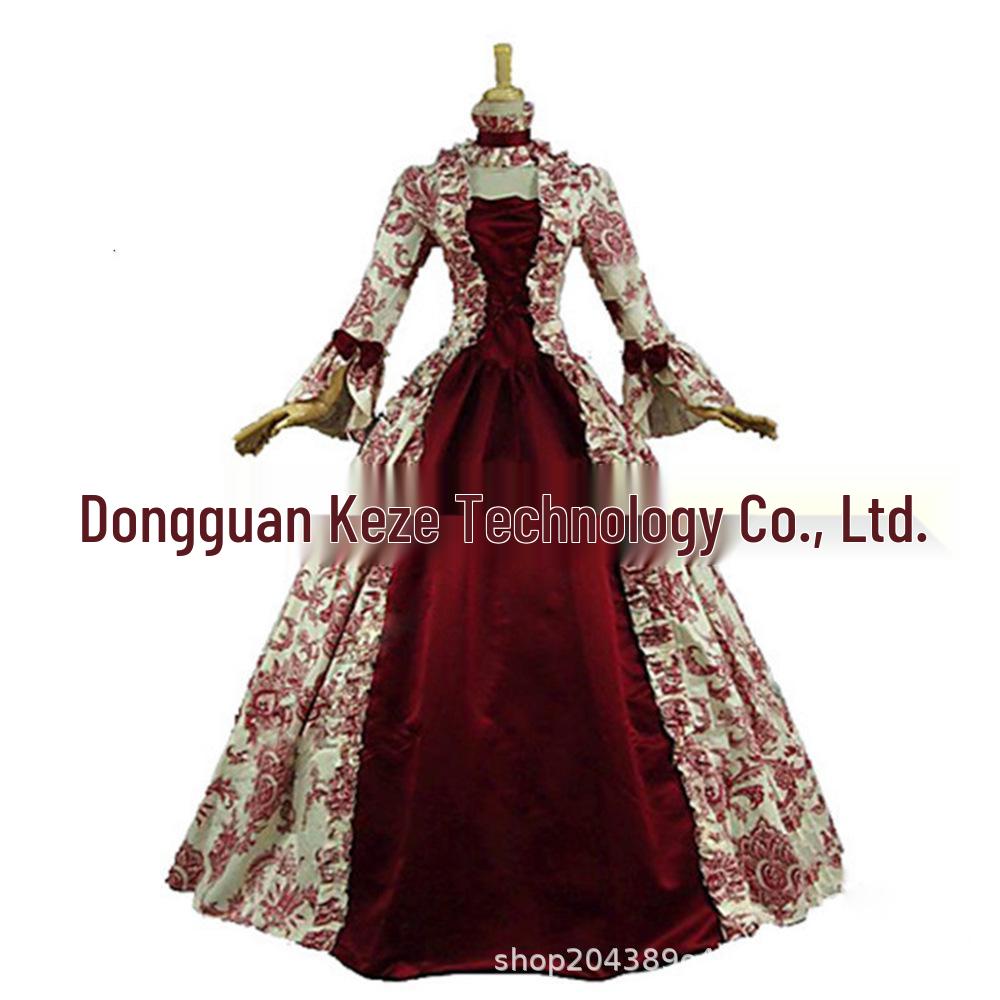 6-farbiges viktorianisch-gotisches Prinzessinnen-Ballkleid Kostüm für Halloween