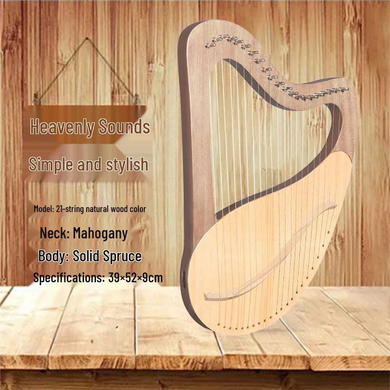 Arpa Lira a 21 Corde in Mogano: Strumento Portatile in Legno per Principianti, Arpa Chitarra Artigianale in Abete
