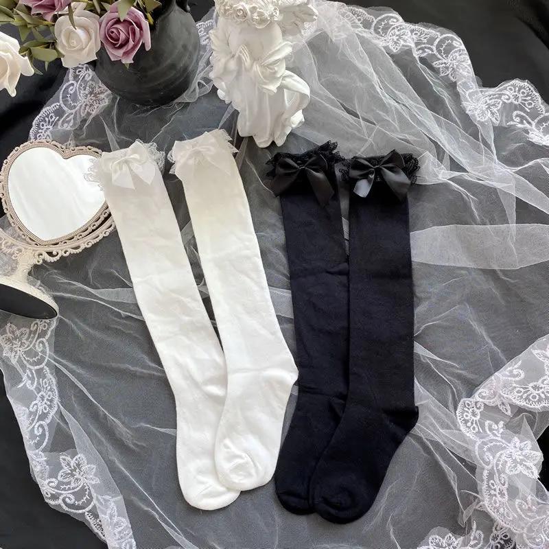 Lolita Lace JK Stockings Bow Knot Lolita Socks Female Long Socks Lolita Soft Sister Jk Uniform Knee Socks Student Cute JK Socks
