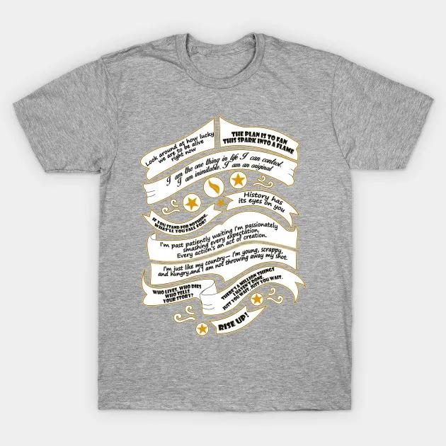 Hamilton Musical Quote TShirt 100 Cotton ONeck Summer Short Sleeve Casual Mens Tshirt Size S3XL