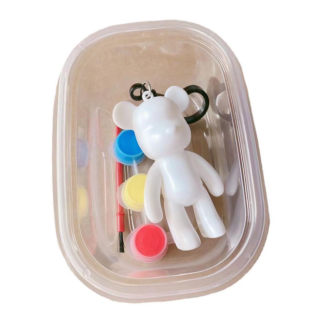 Fluid Bear Keychain DIY Graffiti Painting Violent Bear Models Keychain for Children Fluid Bear, Paint, Pen, Box
