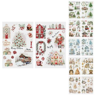 Rub Transfers Stickers 1 Sheets For Crafts Cloth Glass Acrylic Wood Furniture Small Vintage Junk Journal Supplies Scrapbooking Items Christmas