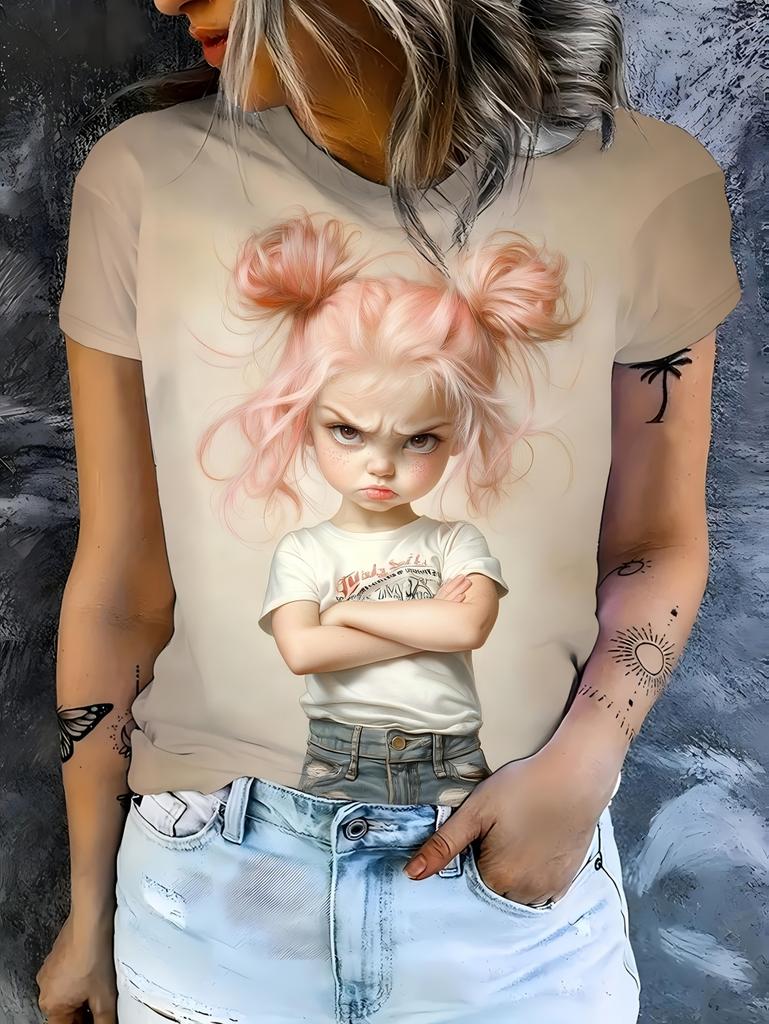 Women’s Summer Printed Short Sleeves T-Shirts Personalized Girl Graphic Casual Trend Clothing Tees Tops Vacation Woman Clothes