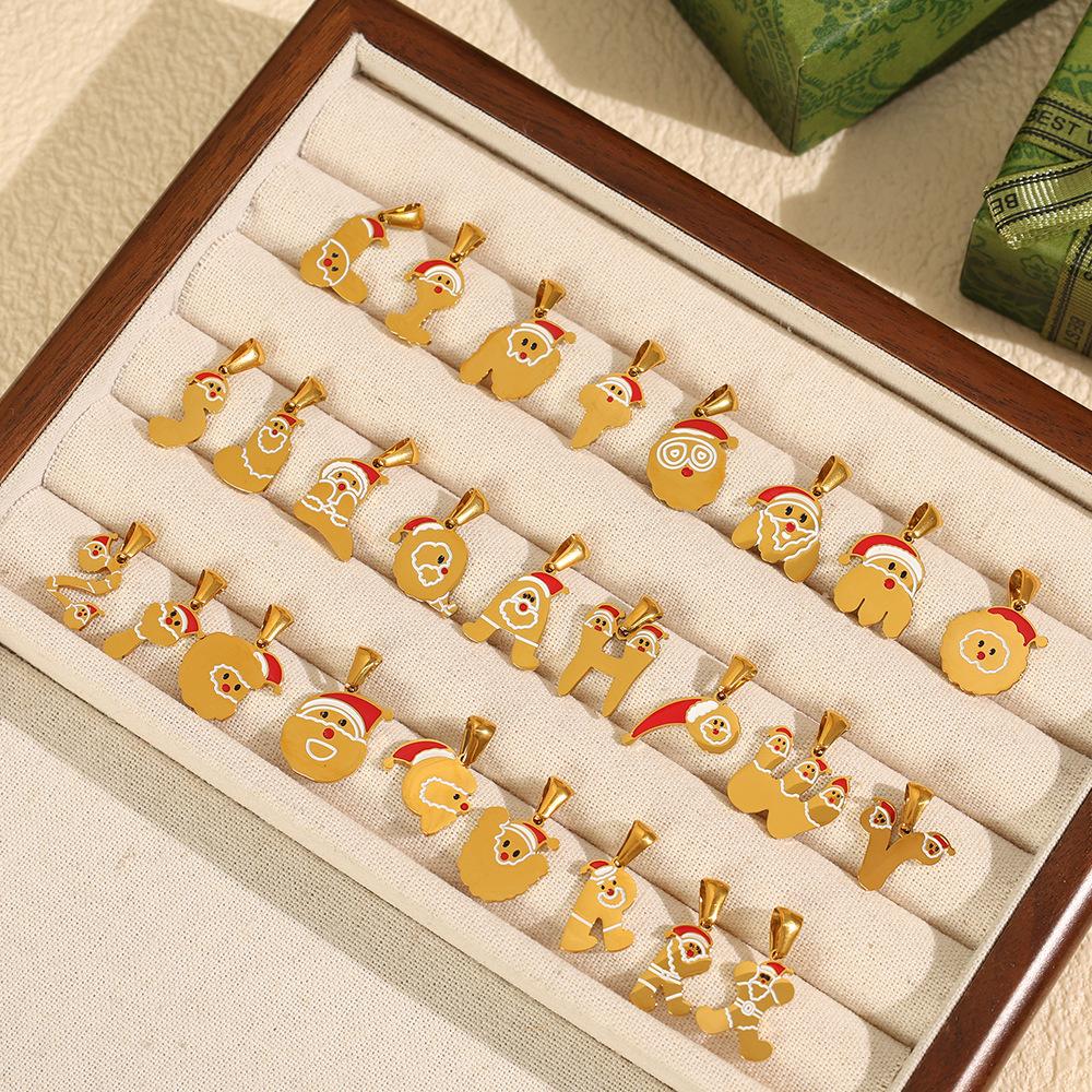 Titanium steel plated 18k gold accessories Christmas design elements series pendant on the new cute cartoon Internet celebrity jewelry