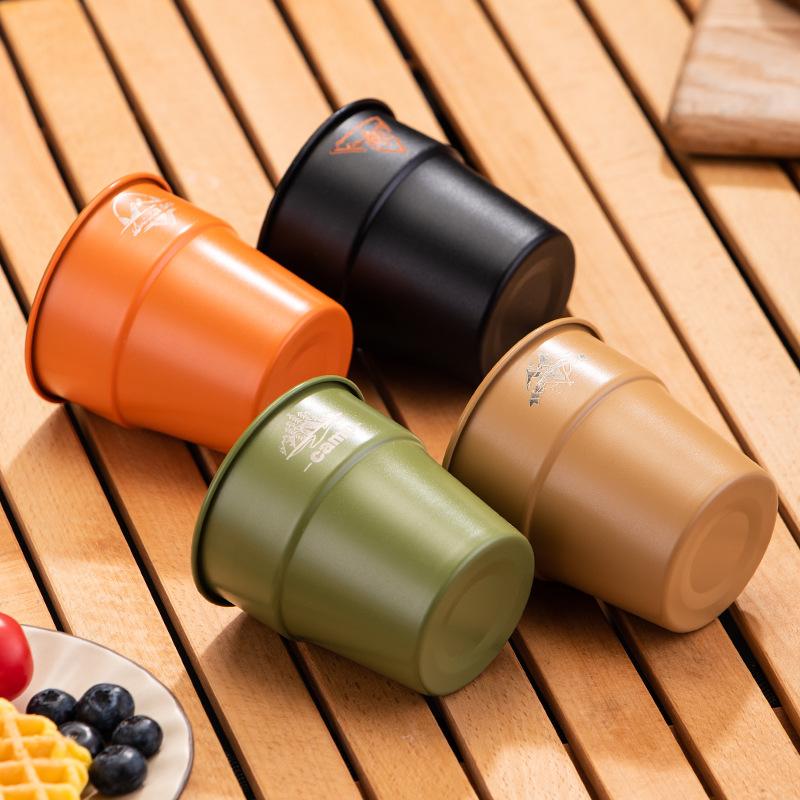 1PCS Camping Tableware Stainless Steel Outdoor Cup Portable Mug for Hiking Picnic Travel Lightweight Unbreakable Drinking Cup