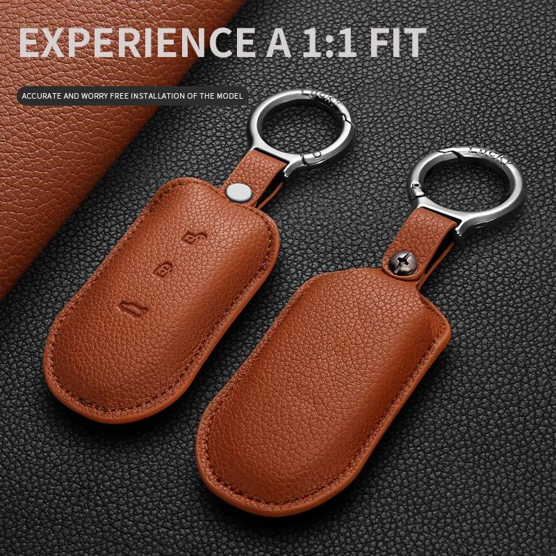 Capa de Couro para Chaveiro de Chave Inteligente de Carro Para Leading Ideal One Li Auto L9 Para Li Lixiang L7 L8 Acessórios de Chaveiro