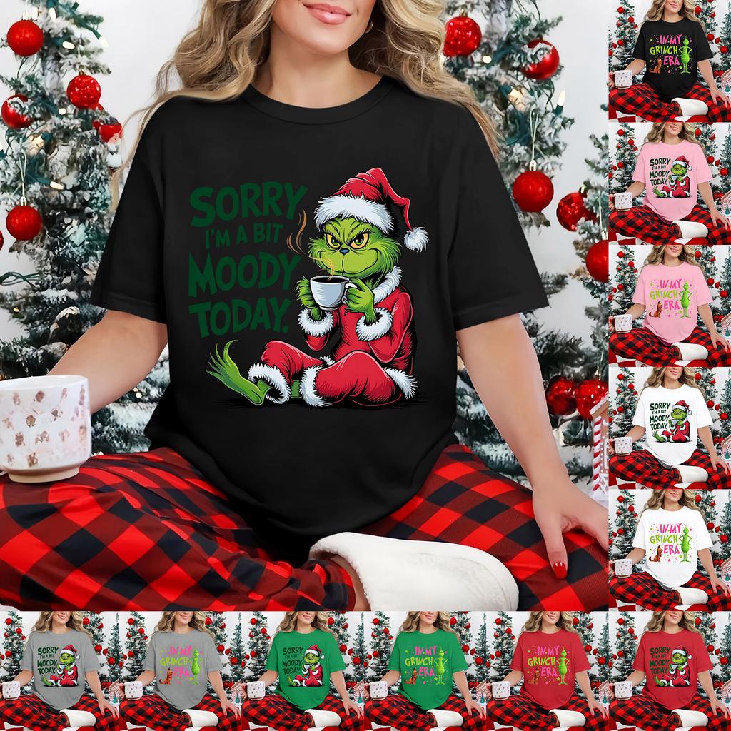 Women's Casual Printed T-Shirt Round Neck Pullover Short Sleeve Top