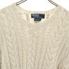 Polo by Ralph Lauren 90s Old Long Sleeve Hand Knit M White Cable Knit Men's Used