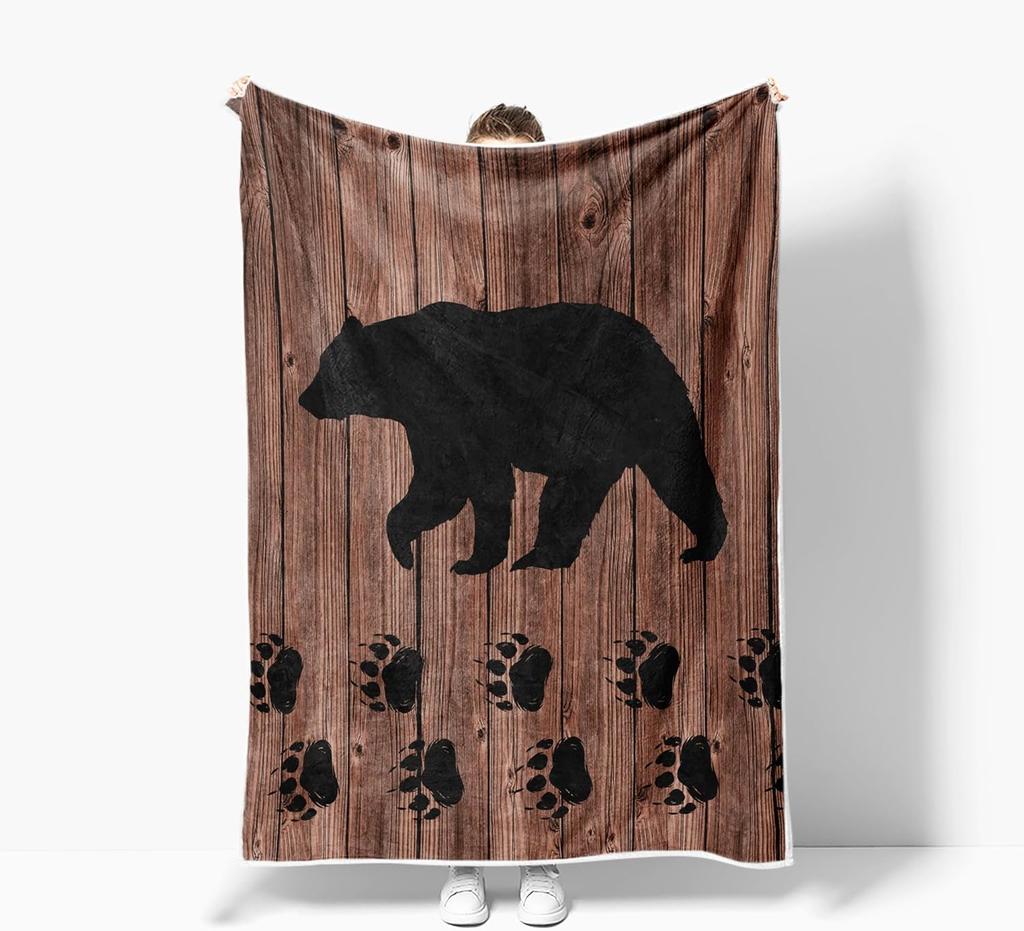 Rustikales Bauernhaus Überwurfdecke Gemütlich Warm Hirsch Bär Sport Fleece Flanell für Sofa Bett Land Holz Jagd Camping Wald Deko