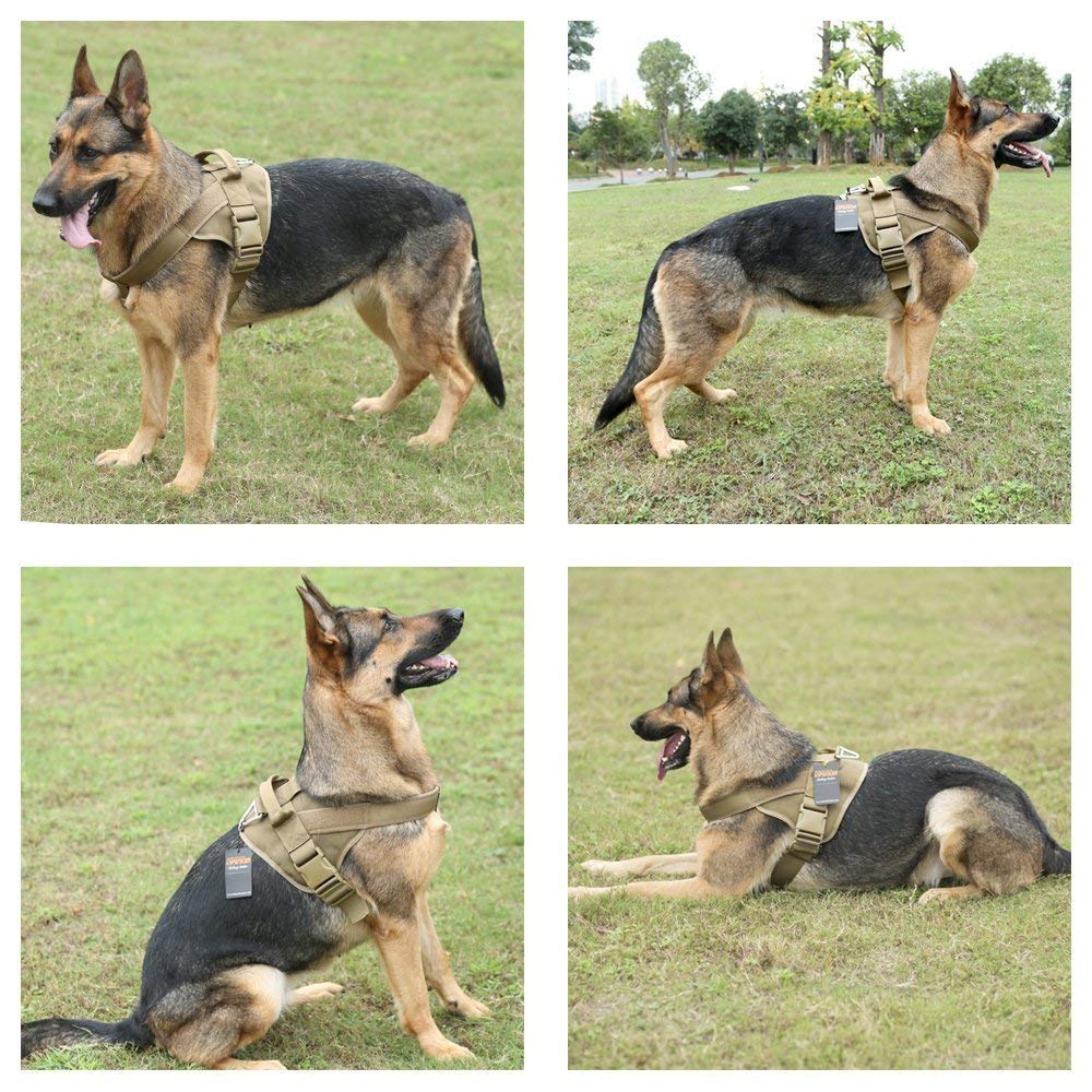 EXCELLENT ELITE SPANKER Military Nylon Anti-Pull Dog Harness for Large Dogs, Adjustable for Walking, Training, and Training Medium and Large Dogs