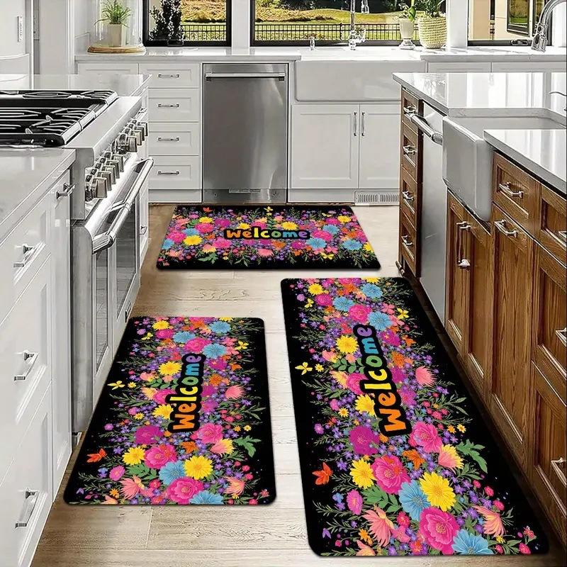 

Letter Printed Crystal Velvet Household Oil Resistant and Easy To Maintain Kitchen Mat Home Decoration Door Mat 40*60cm [crystal velvet]