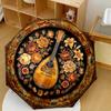 Floral Mandolin Artwork Portable Automatic Umbrella With 8Rib Durable Plastic Iron Travel Essential Fashion Lovers Gift For Festivals F118