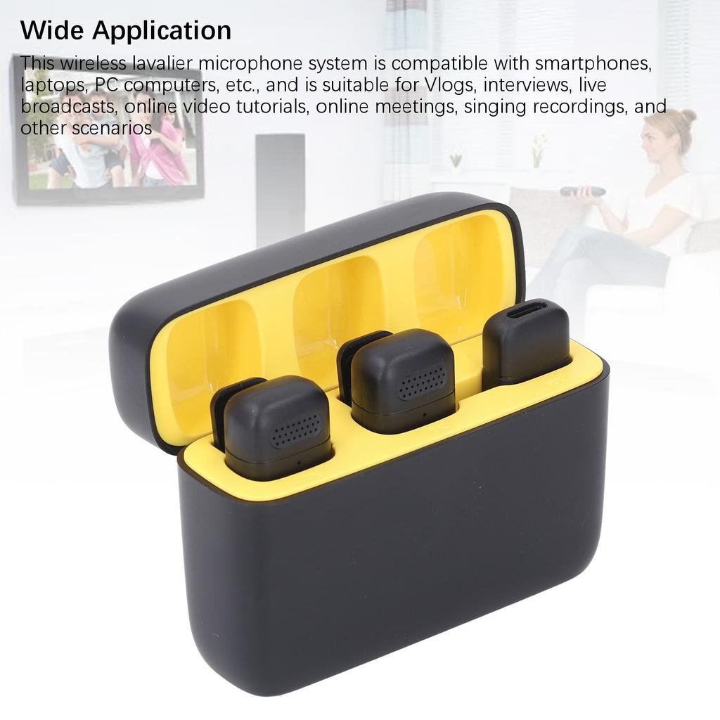 Wireless Lavalier Mic System with Charging Case 2 Transmitter 1 Receiver Lapel Microphone for IOS