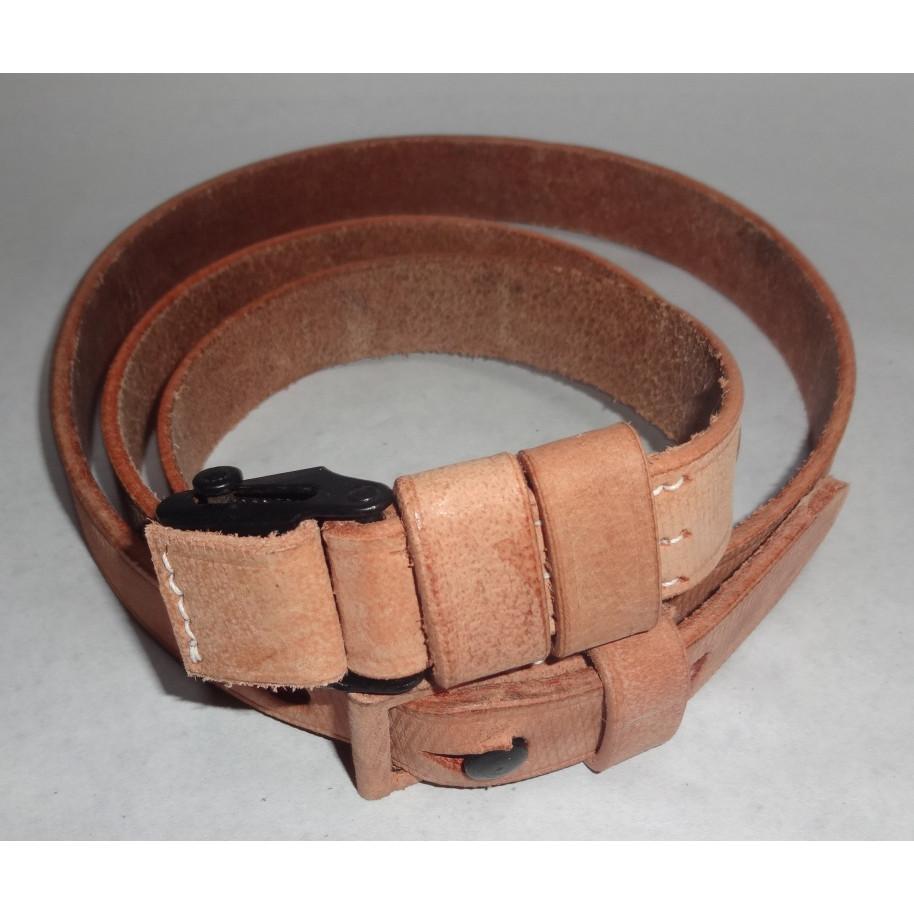 German Mauser K98 WWII Rifle Leather Sling w/Sight Hood Natural Color PP-TFEH-OJ96