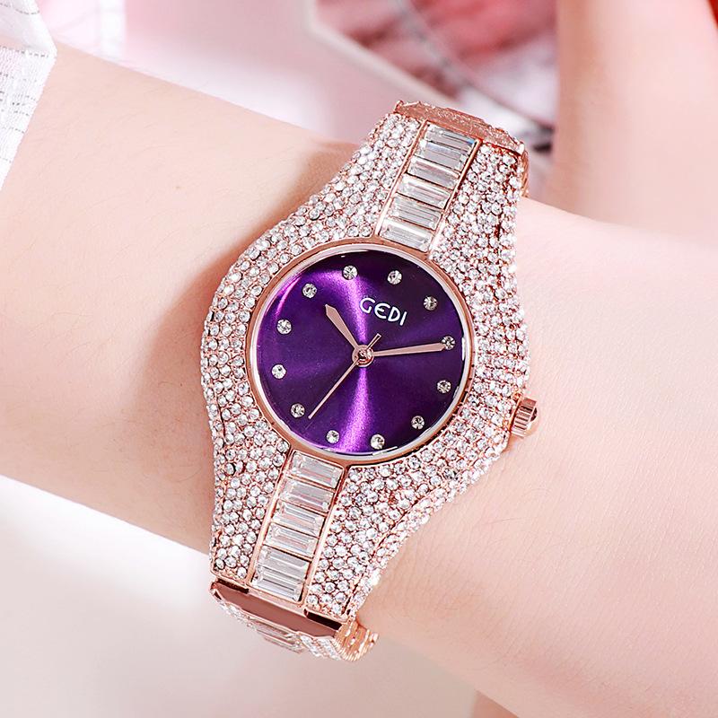 Orologio da Donna Acciaio Cinturino Incrostato di Diamanti Lusso Leggero Lega di Alta Gamma Orologio Impermeabile Quarzo Orologio da Donna