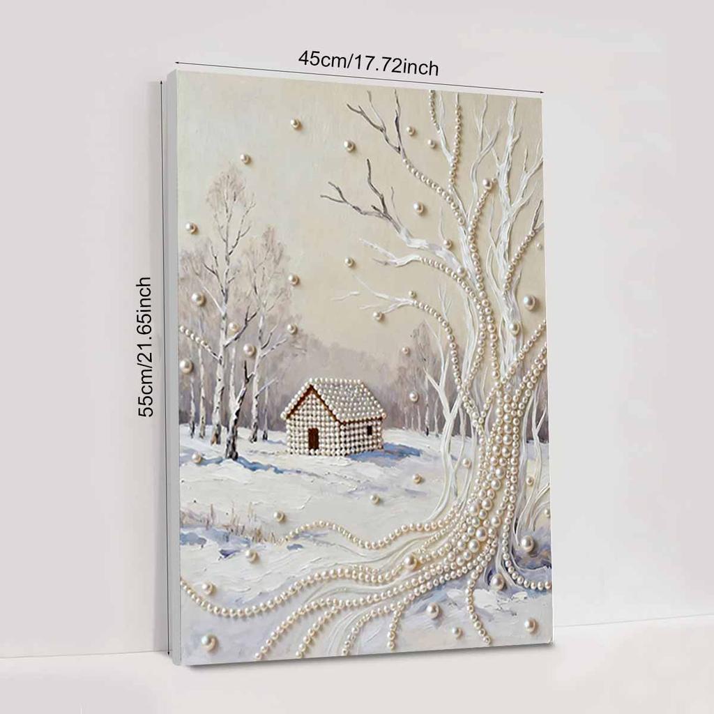 Crystal Pearl Painting 5D DIY Frame Decoration Painting Snowhouse Home Wall Decoration Transparent Pearl Gemstone Painting Picture Art Crafts