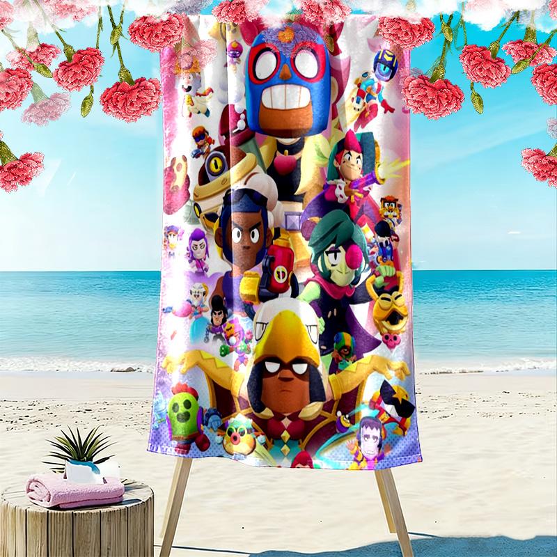 Cartoon Brawl Stars 2D Flat Print Beach Towel, Large Soft Quick Dry Towel for Beach Camping SwimmingSSTJ0917167