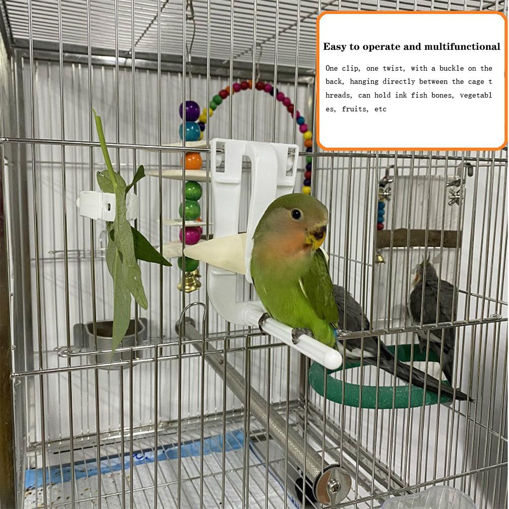 Bird Cage Food Holder, Parrot Fruit Vegetable Clips With Perches Stand, Bird Cage Accessories, Pet Feeder Clips For Budgie Parakeet Cockatoo Macaw Coc