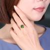 Oval Simulated Emerald Tourmaline Open Ring, 18K Rose Gold-Plated Jewelry for Women
