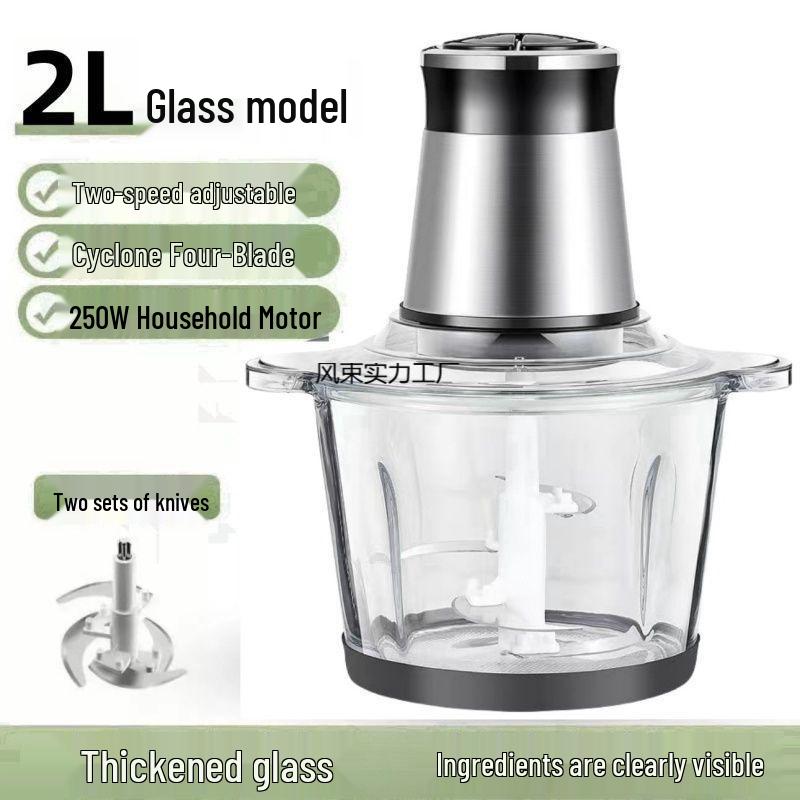 Multi-Functional Stainless Steel Food Processor with Copper Motor: Grinds Meat, Kneads Dough, and Makes Garlic Paste