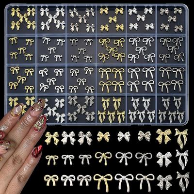 24-Grid Gold Bowknot Nail Art Accessories