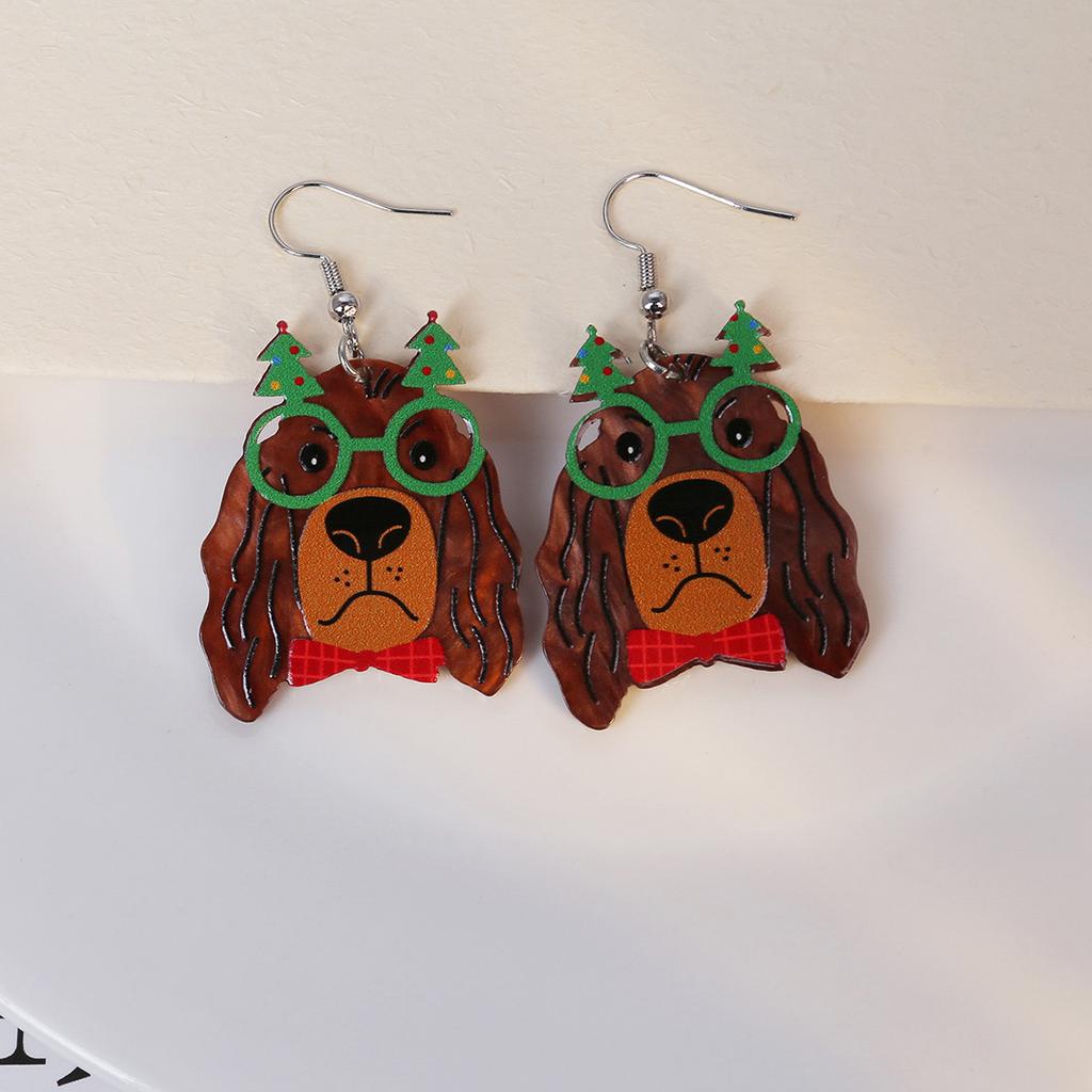 Exaggerated Christmas Elk Snowflake Earrings, Personalized Gloves Snowman Design Acrylic Earrings