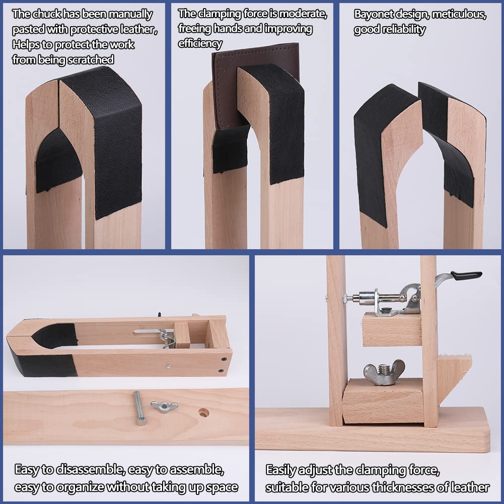 Fenrry Leather Pony Table Desktop Pony Horse Clamp with Large Eye Sewing Needles and Nail Files for DIY Leather Hand Stitching
