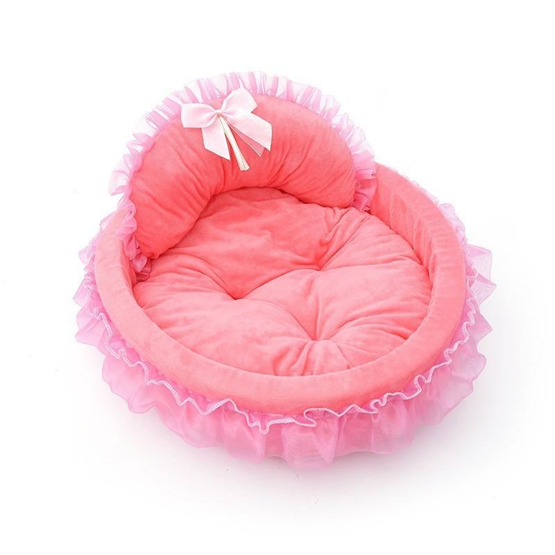 Elegant Lace Dog Puppy Bed Ruffled Princess Sofa Small Pets Creative Pink Lace Pet Beds Available All Seasons Light Blue Cat Nest Thick Soft Cushion