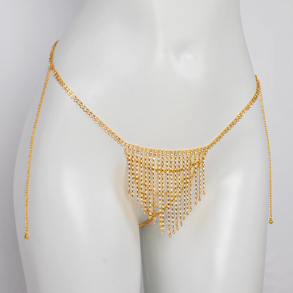 Rhinestone Tassel Bikini Bra Body Chain - Women's Nightclub Fashion