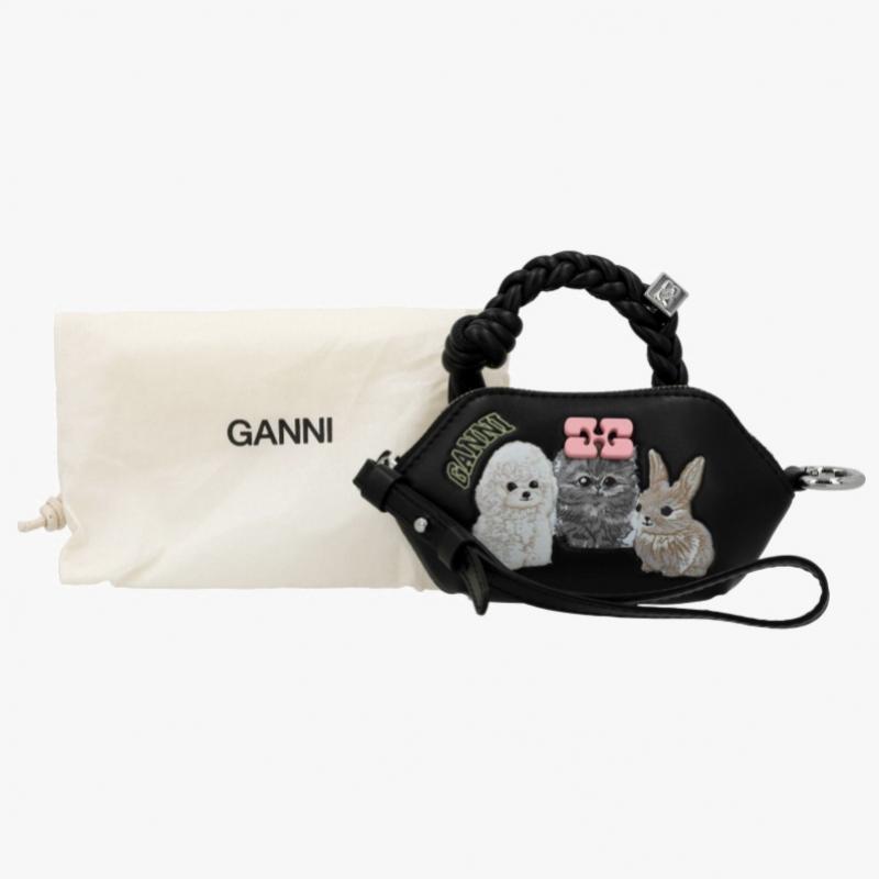 Ganni Animal Graphic Logo Bow Nano Tote Bag A6891 099