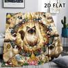 1Pc Vibrant Mandala Cats Print Flannel Blanket,High Quality Comfortable for All Seasons,Home Decor,Warmth and Comfort,Perfect for Christmas Gifts