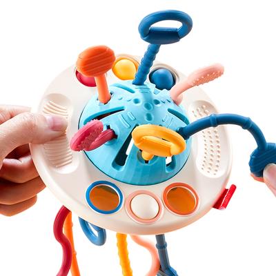 Pull String Developmental Baby Toy 6 12 Months Silicone Teething Toys For Babies Sensory Toys 1 2 3 Years