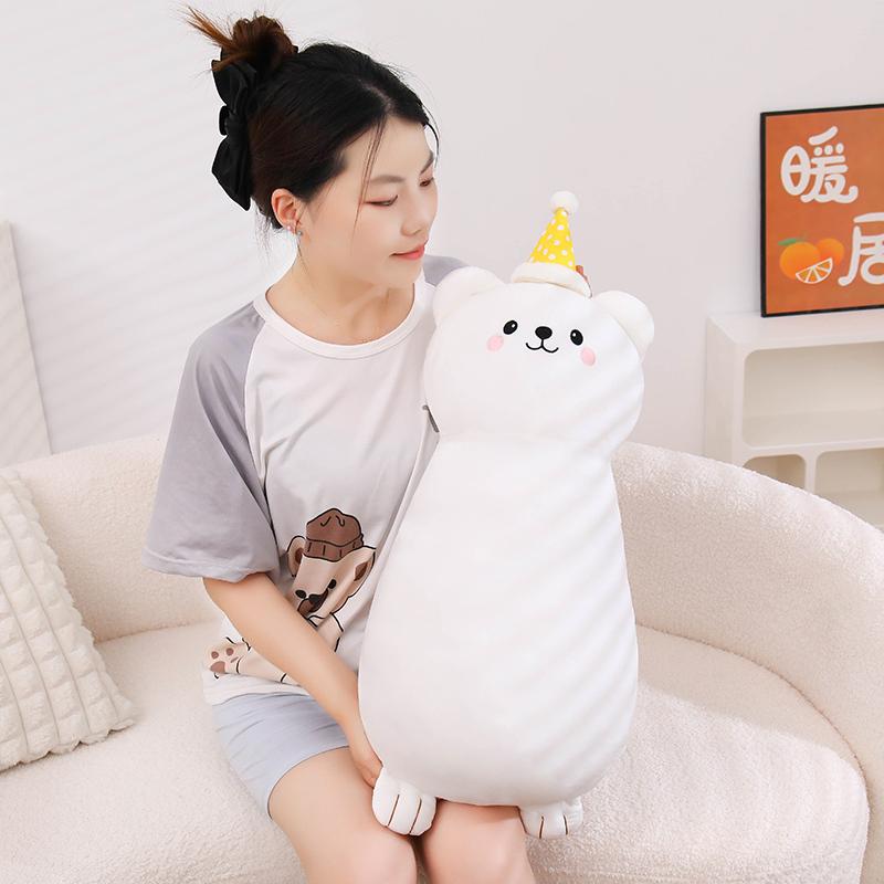 70cm Cartoon Animal Plush Pillow Fox Lamb Penguin Bear Sleeping Bolster Companion Friend Gift