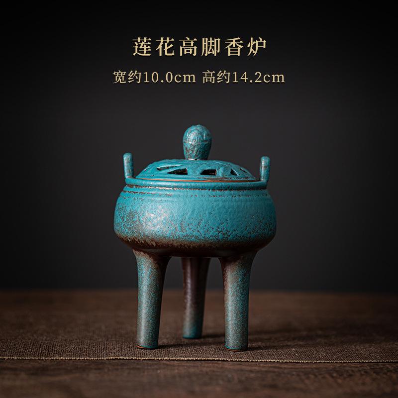 High Legged Lotus Ceramic Plate Incense Holder Water Fountain Decoration Incense Burners Meditation Censer Tea Items Decoration