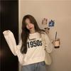 Womens Loose Printed Hoodie Short Street Style Long Sleeve Sweatshirt Trendy Ins