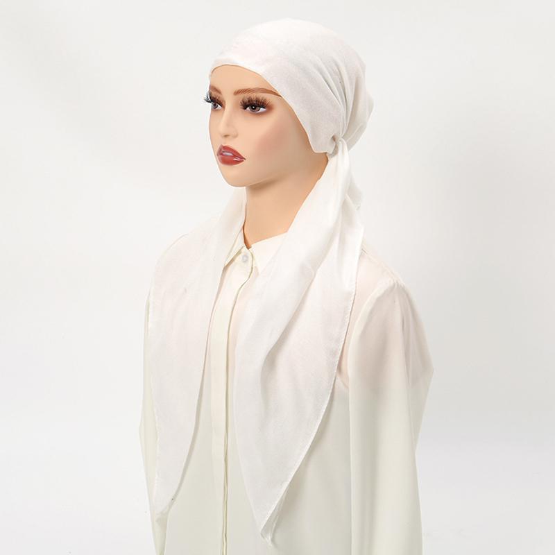 

1 шт. Хиджаб Головной платок Женский Платок Мусульманский Однотонный Покрытие Выпадение волос Рак Химиотерапия Шапка Тюрбан белый