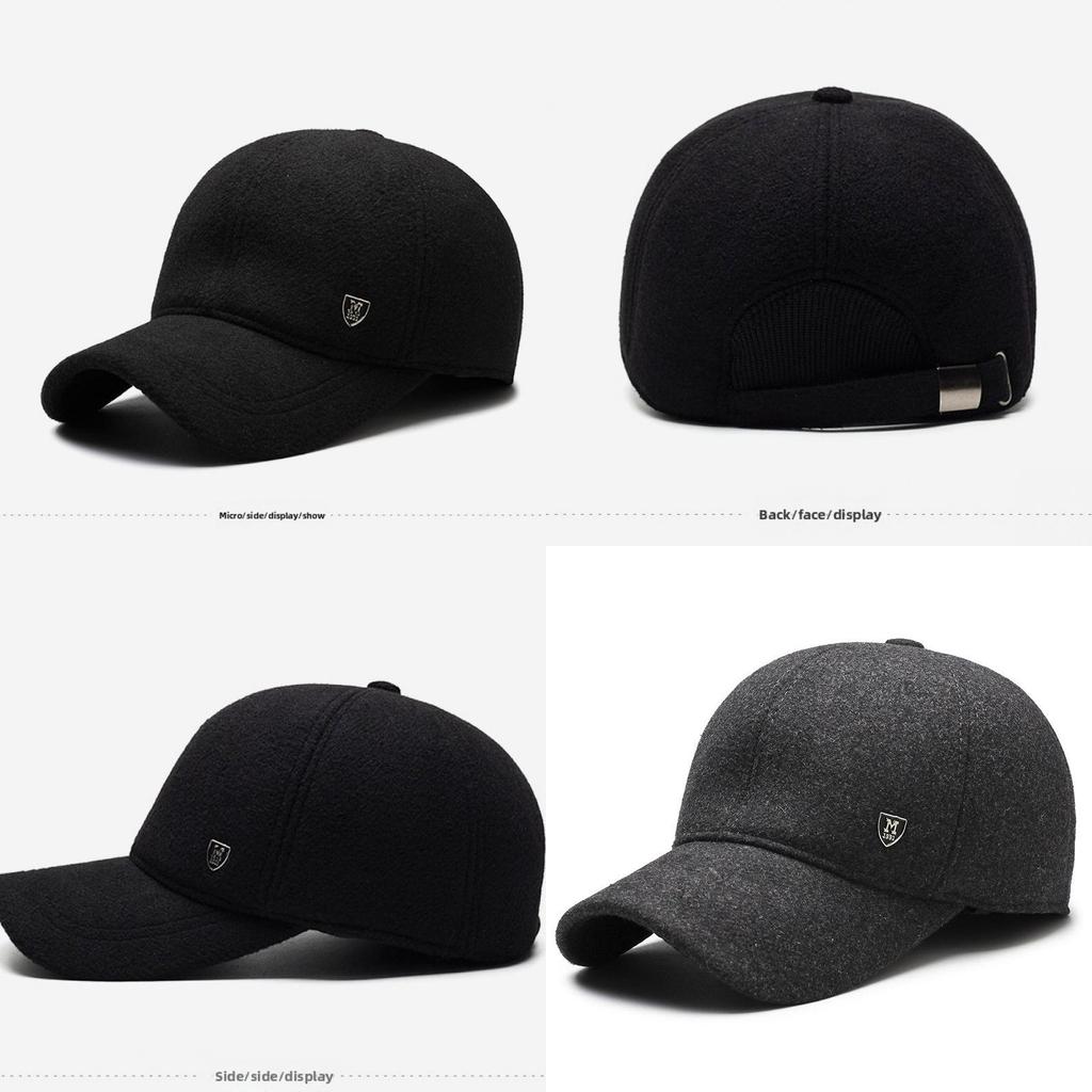 Solid Simple Color Middle Aged Warm Windproof Baseball Cap For Autumn Winter And
