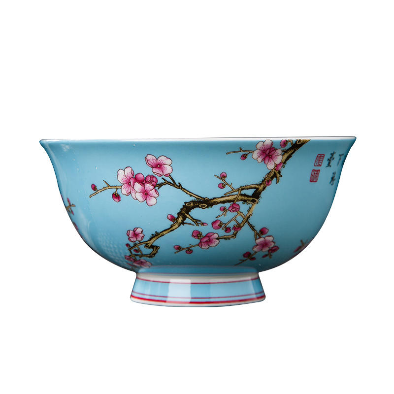 Single Enameled Chinese Bowl Chinese Style Flower Bird Bowl Jingdezhen Fine Carpenter Chinese Ceramic Table Valve | Bowls