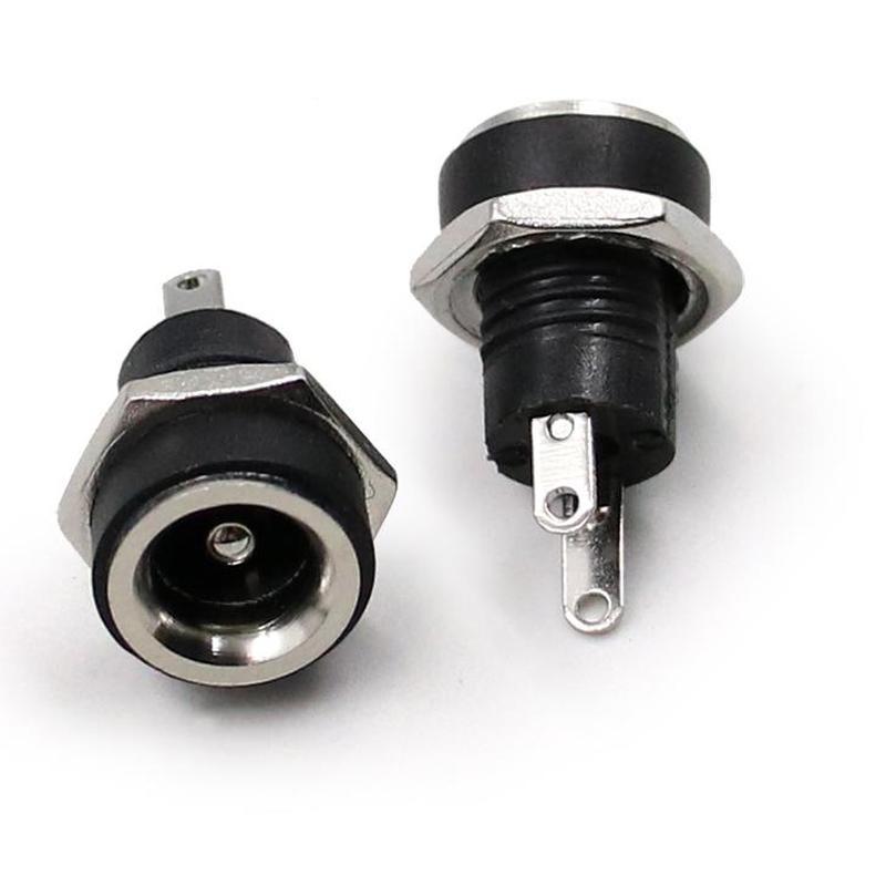 10-balenie jednosmernej napájacej zásuvky samica konektor na panel 5,5 mm 2,1 mm zástrčkový adaptér 2 typy svoriek