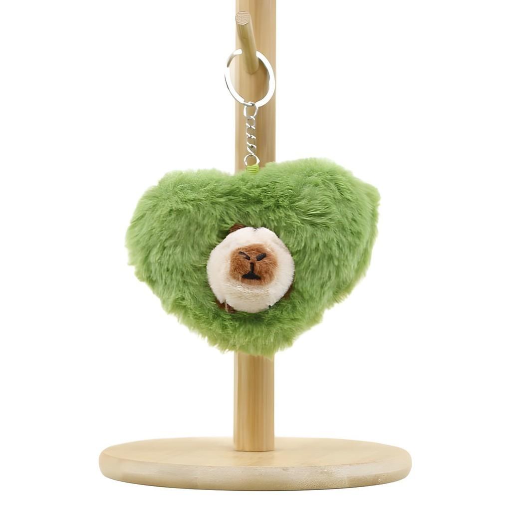 Cute Capybara Plushie Keychain Green And White Soft Short Plush Toy