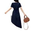 Elegant Plus Size Patchwork French Short-Sleeve Dress - Spring/Summer 2026