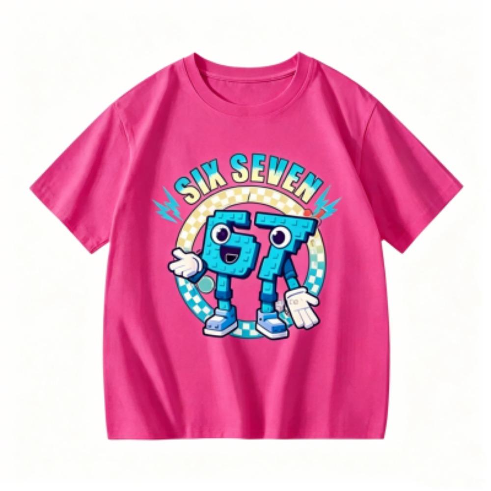 Kids Clothing Six Seven 67 Print T-shirt Summer Girls and Boys Casual Tees Tops Fashion Kids O-Neck Short Sleeve T-shirt